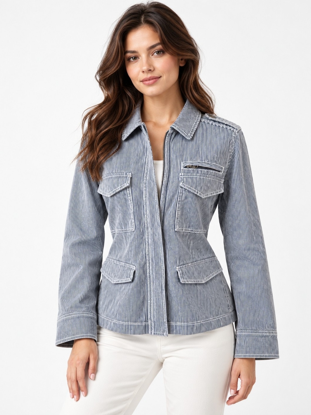 ANN TAYLOR LOFT PINSTRIPE JACKET SZ L